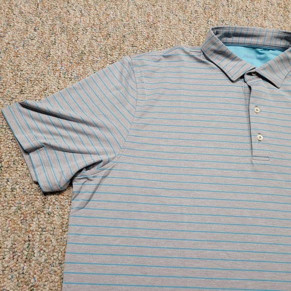 Johnnie O Polo Shirt Mens XL Striped Golf Performance Short Sleeve UPF Stretch - Picture 4 of 15